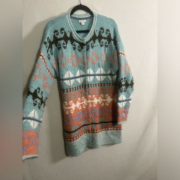 RARE~Sundance FairIsle Cardigan BLUE,PINK,PASTEL YELLOWSTONE STYLE - Picture 3 of 9